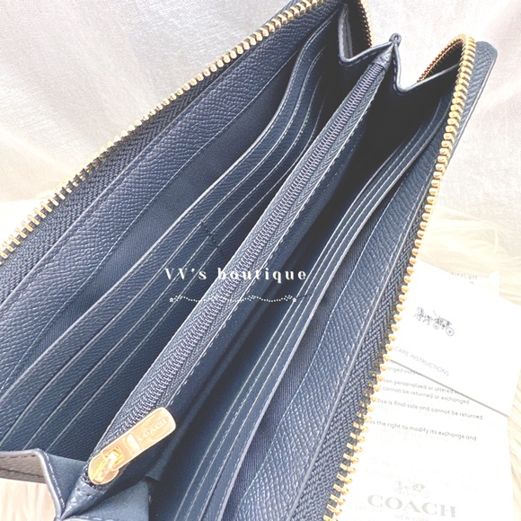 NWT Coach L Zip Wallet Pebble Leather Midnight Navy F73445 Rare Find - Picture 4 of 5